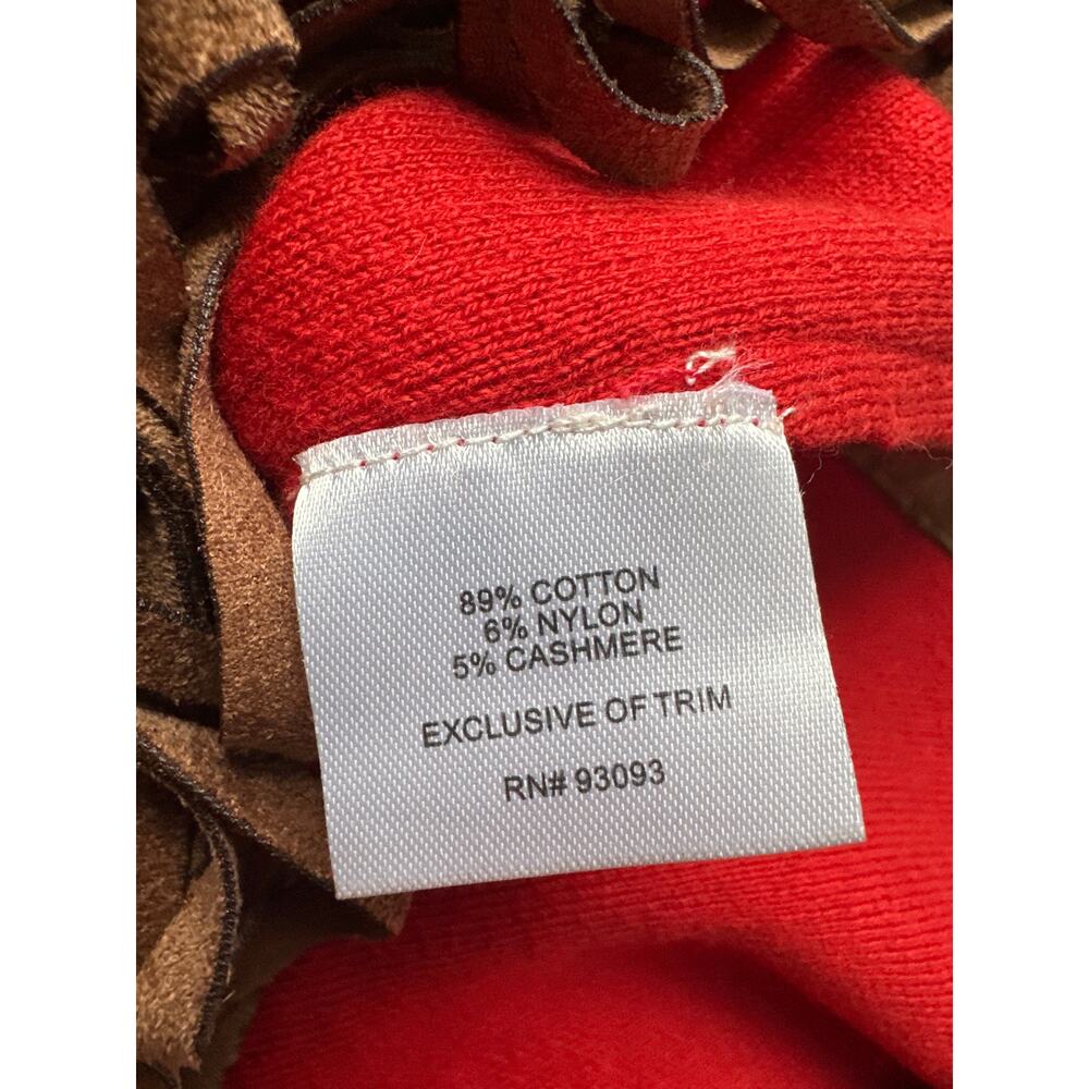 Tyler Boe Red Brown Cotton Cashmere Knit Fringe Poncho Sweater Cap Size Small XS - Picture 8 of 9